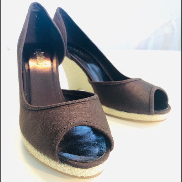 🆕 NWT Unlisted Open-Toe Wedges, in Bronze & Straw - Picture 2 of 8
